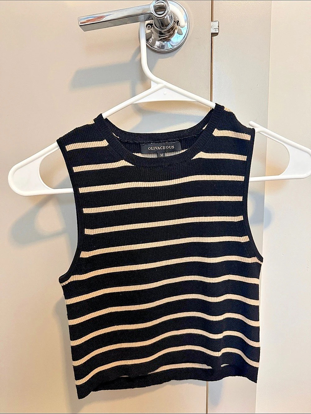 Madewell Striped Tank Top in Black & Beige